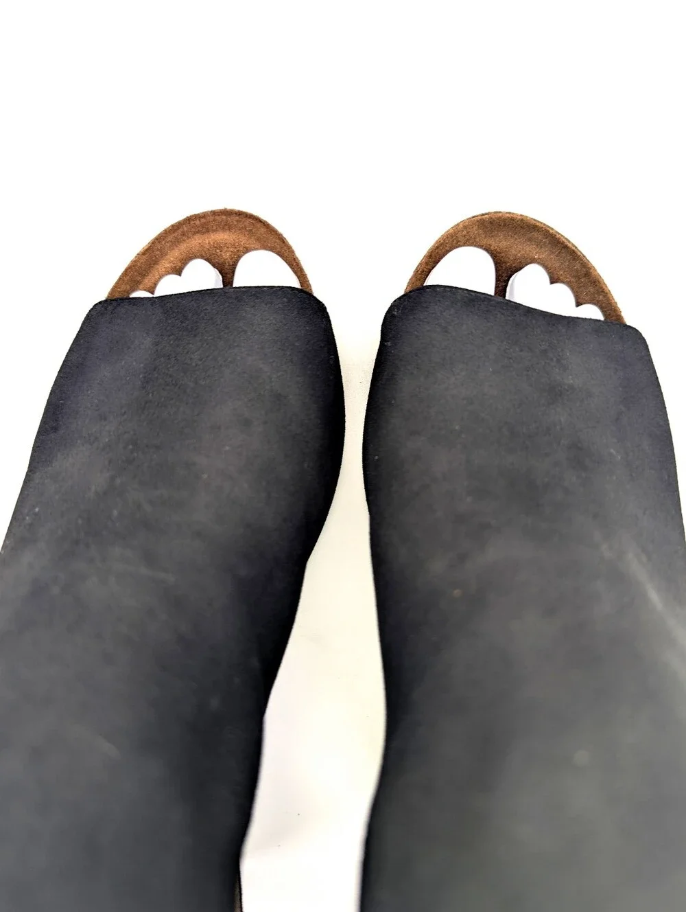 Corkey's Boutique Brand Sunburst Open Toe Wedge Dress Shoe Heels Velcro Black 8